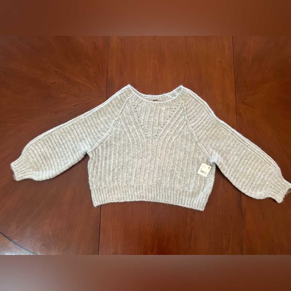 Free People Chunky Knit Slouchy Sweater Heather Gray Cozy Soft Pullover Size S